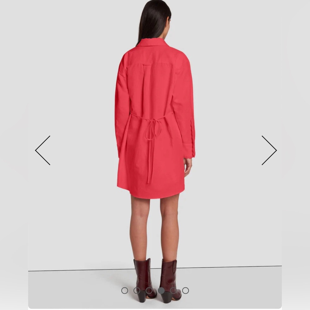 Scalloped Shirt Dress In Geranium Size XS B1 - Picture 4 of 12